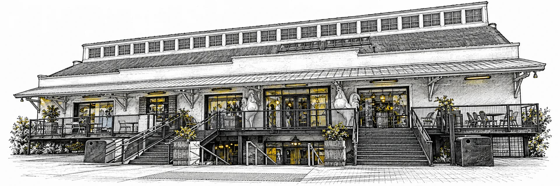 Stadtansicht von Anaheim · Tuscheillustration nach Fotoreferenz