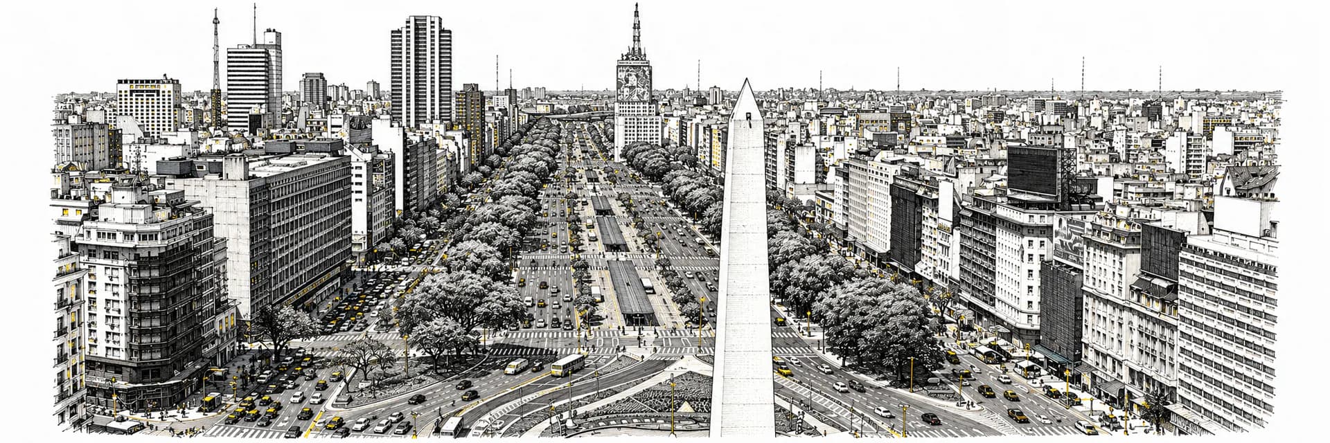 Stadtansicht von Buenos Aires · Tuscheillustration nach Fotoreferenz