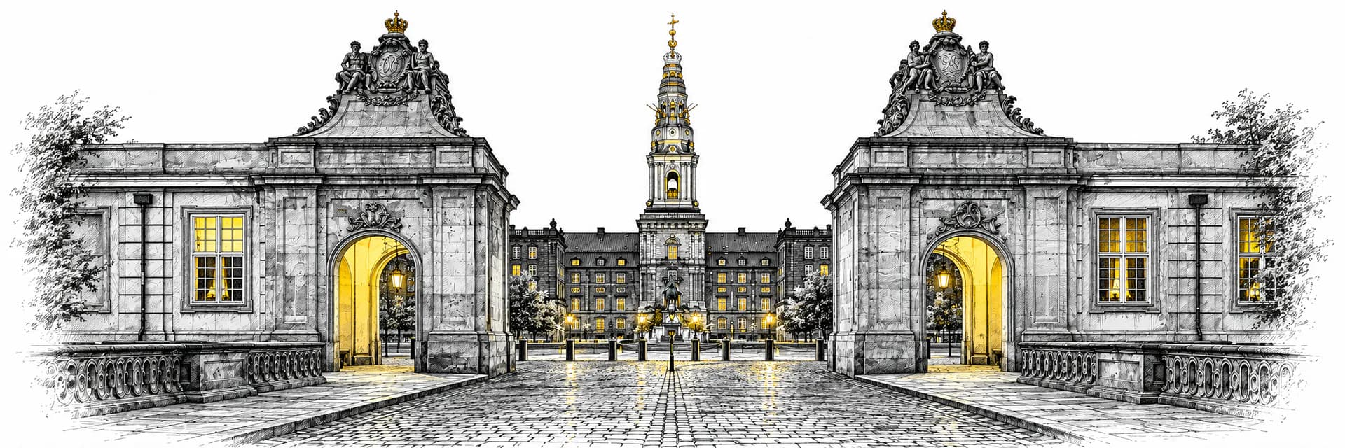 Stadtansicht von Copenhagen · Tuscheillustration nach Fotoreferenz