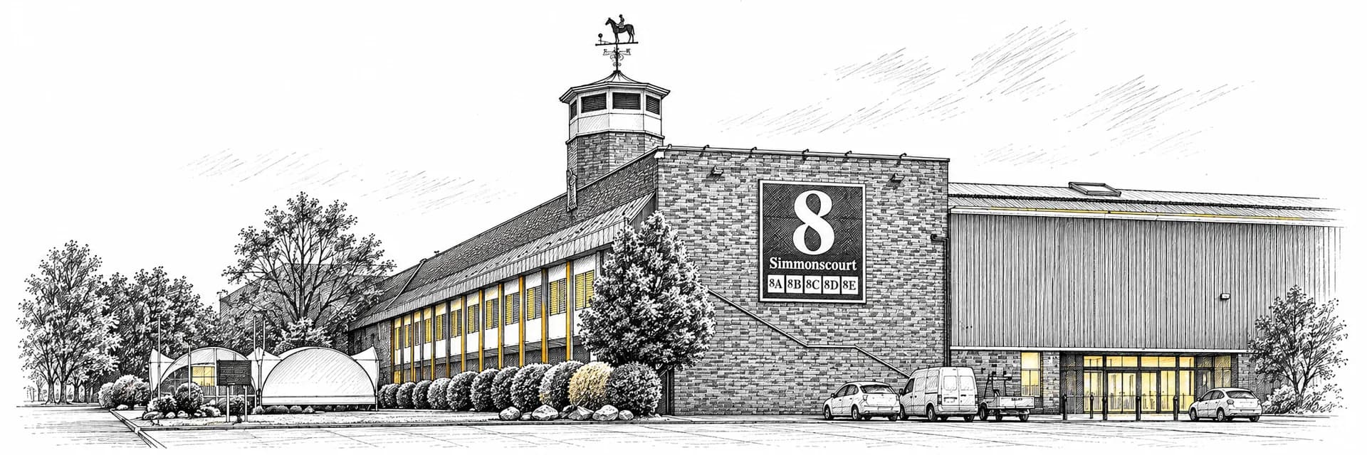 RDS Simmonscourt Hall 8 · Ink illustration based on a photo reference