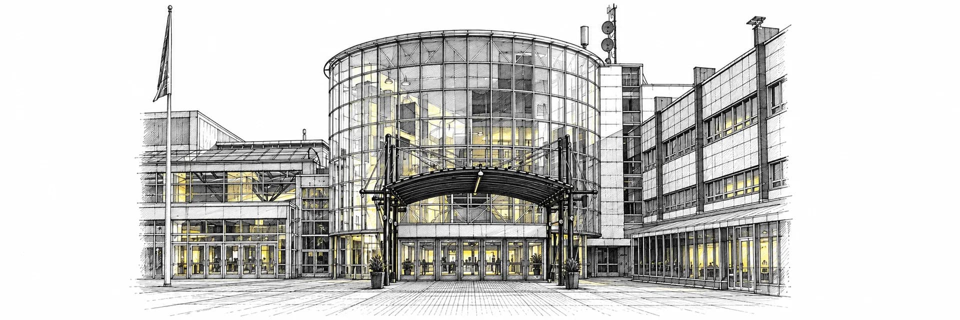 Messukeskus Helsinki · Ink illustration based on a photo reference