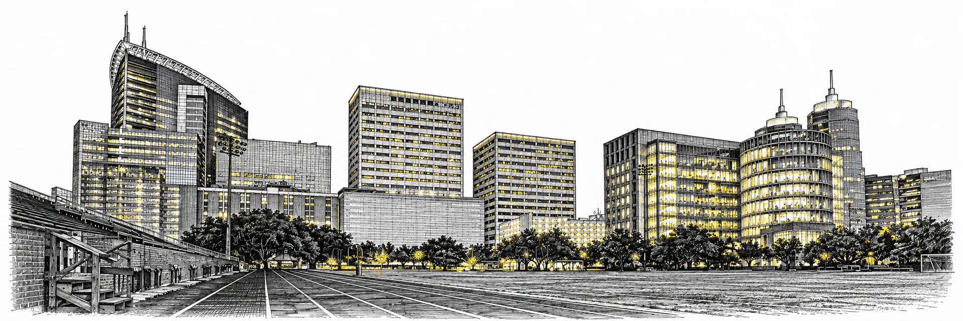 Stadtansicht von Houston · Tuscheillustration nach Fotoreferenz