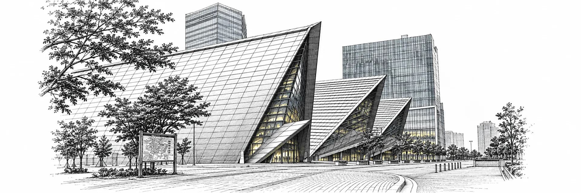 Songdo Convensia · Ink illustration based on a photo reference