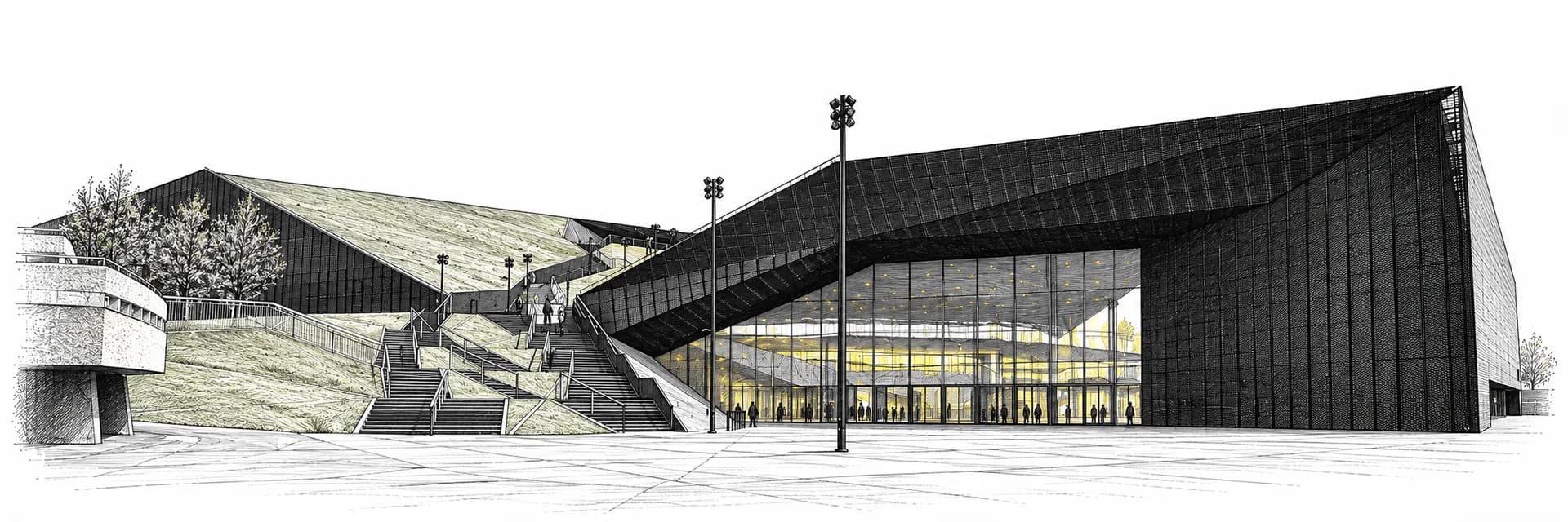 International Congress Centre Katowice · Ink illustration based on a photo reference
