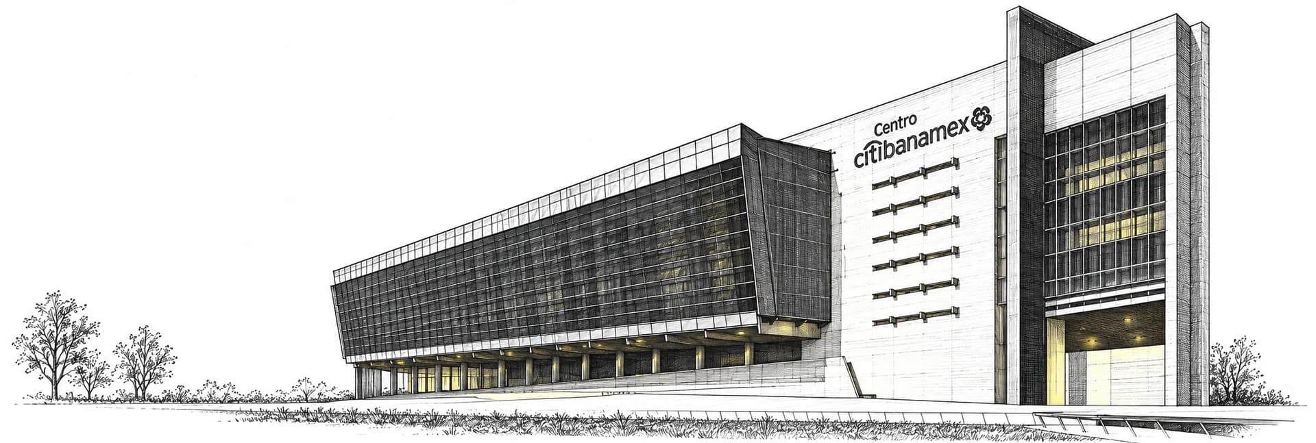 Centro Banamex · Tuscheillustration nach Fotoreferenz