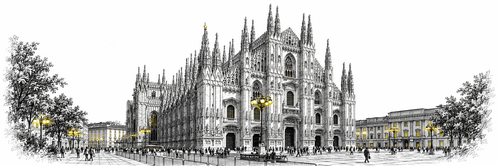Stadtansicht von Milan · Tuscheillustration nach Fotoreferenz