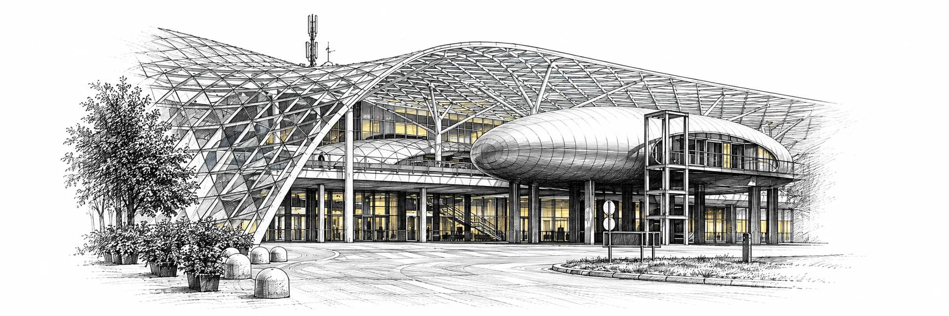 Fiera Milano Rho · Ink illustration based on a photo reference