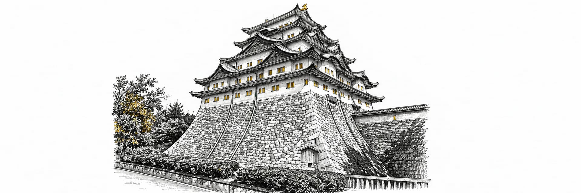 Stadtansicht von Nagoya · Tuscheillustration nach Fotoreferenz