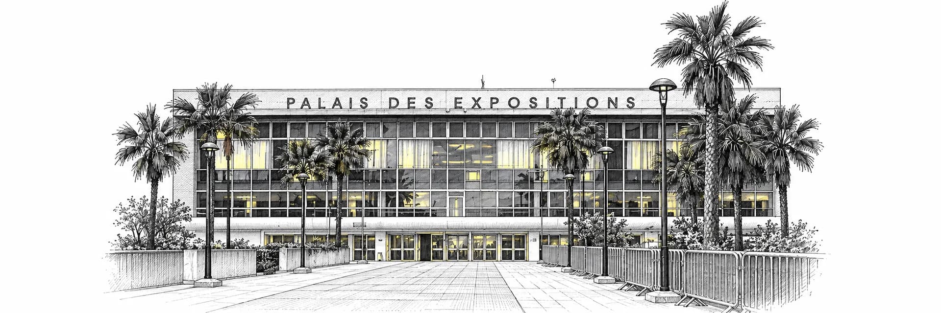 Palais des Expositions de Nice · Tuscheillustration nach Fotoreferenz
