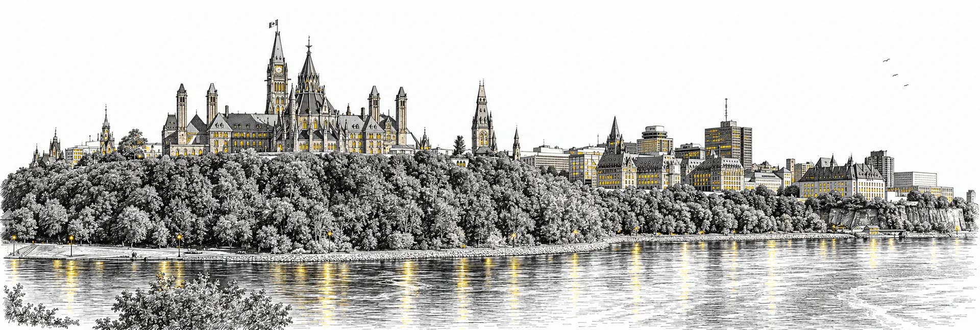 Stadtansicht von Ottawa · Tuscheillustration nach Fotoreferenz