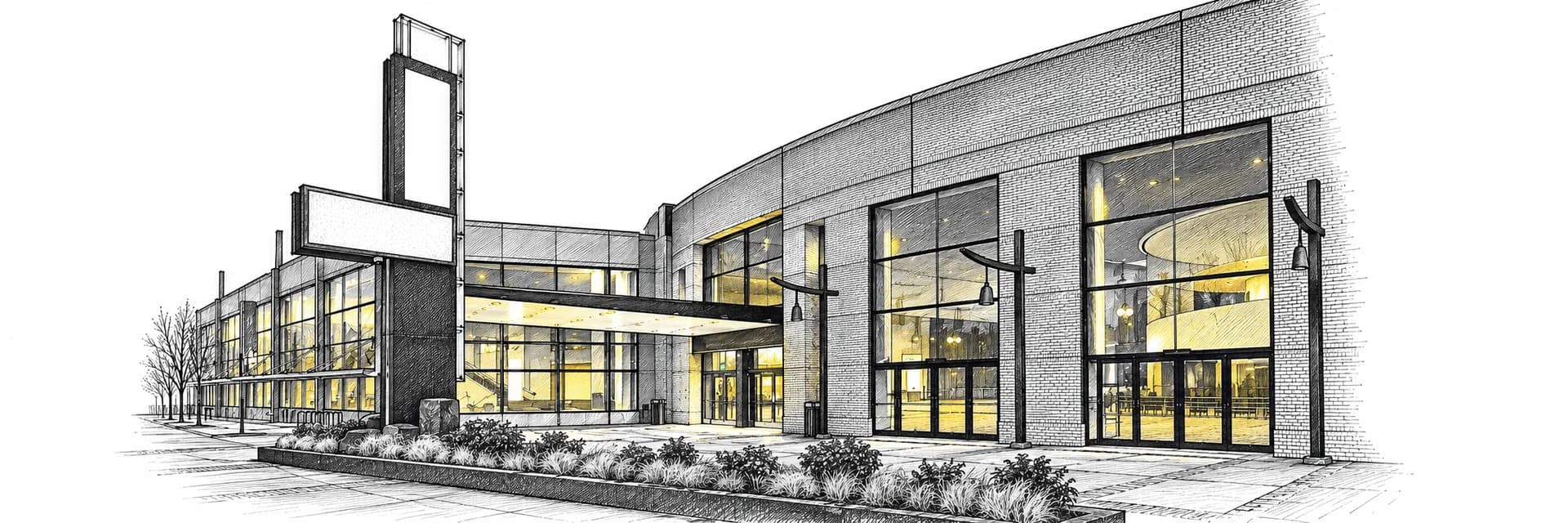 Oregon Convention Center · Ink illustration based on a photo reference