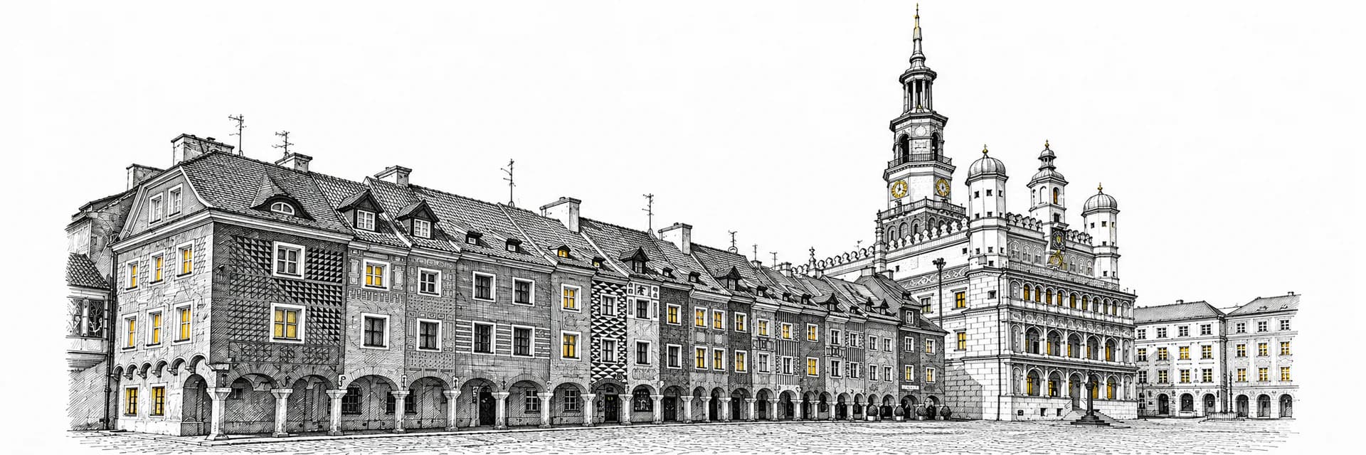 Stadtansicht von Poznań · Tuscheillustration nach Fotoreferenz