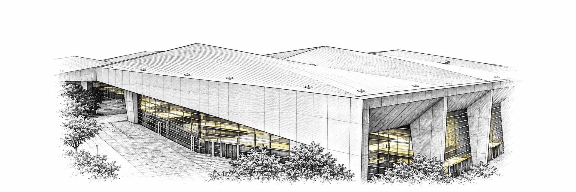 Poly International Expo Center Sanya · Ink illustration based on a photo reference