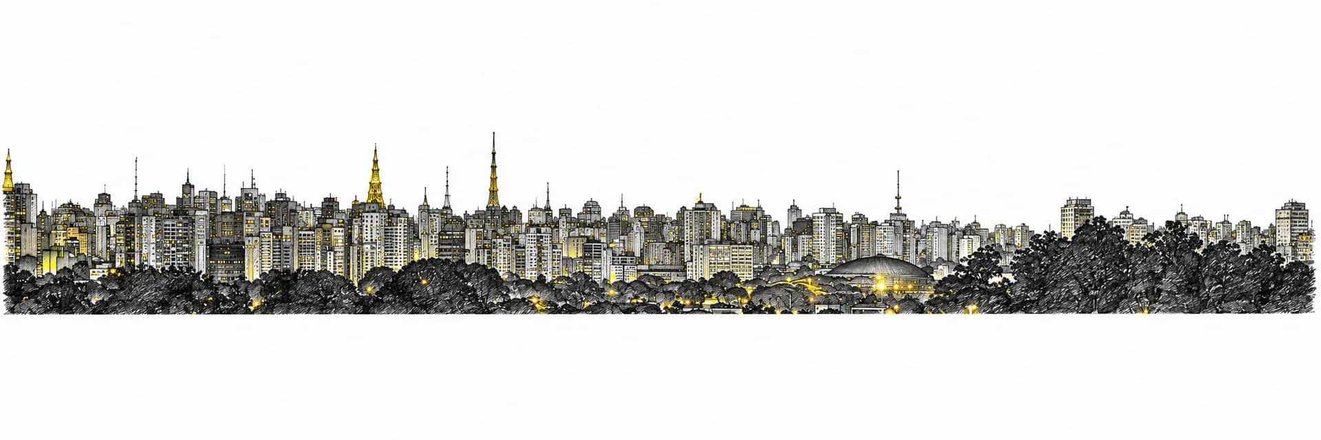 Stadtansicht von São Paulo · Tuscheillustration nach Fotoreferenz