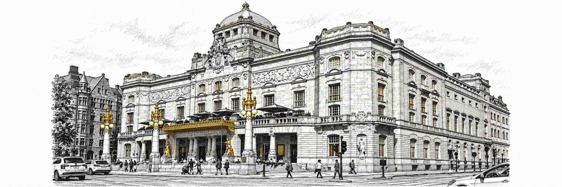 Stadtansicht von Stockholm · Tuscheillustration nach Fotoreferenz