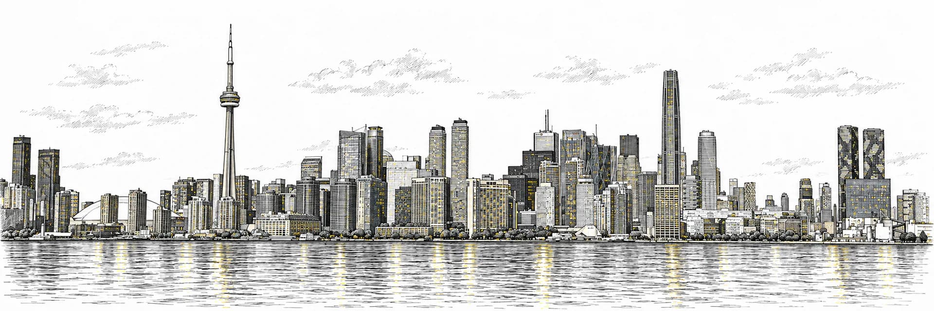 Stadtansicht von Toronto · Tuscheillustration nach Fotoreferenz