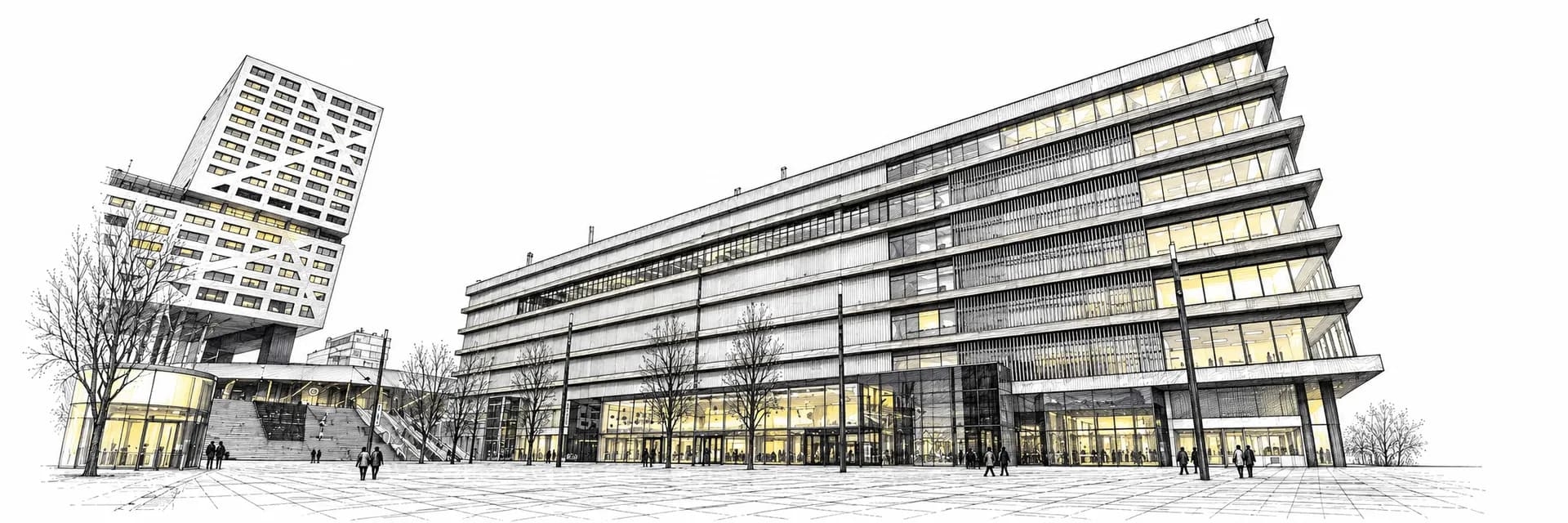 Beatrixgebouw at Jaarbeurs Utrecht · Ink illustration based on a photo reference
