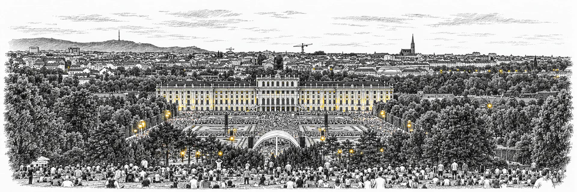Stadtansicht von Vienna · Tuscheillustration nach Fotoreferenz