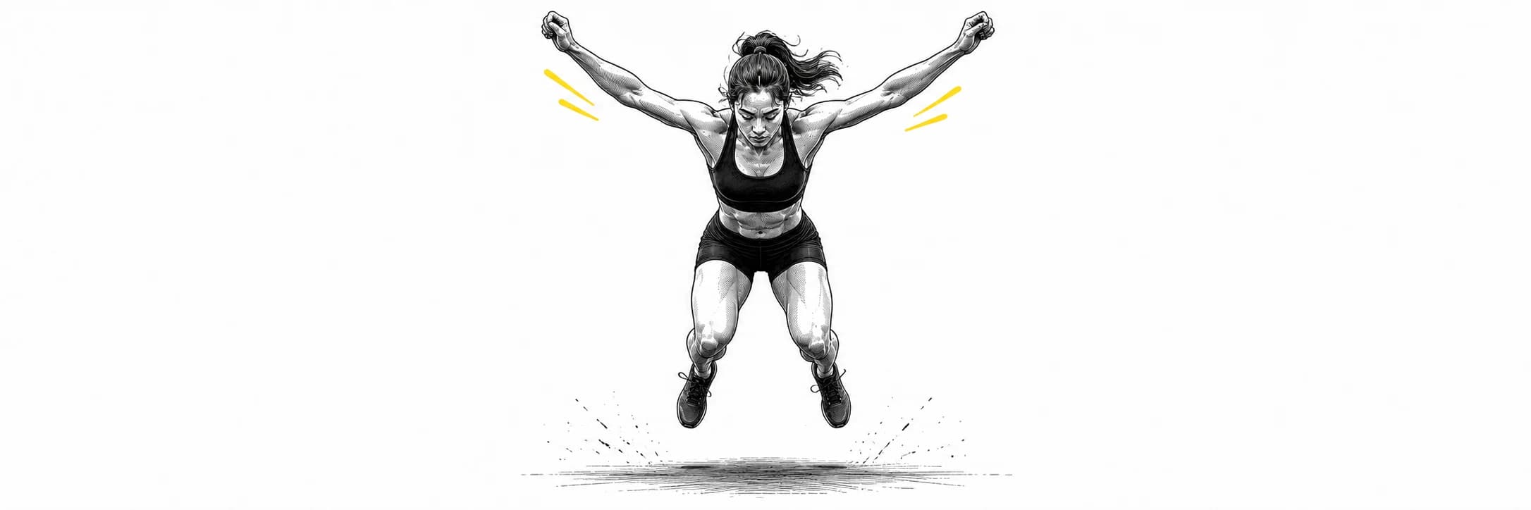 Ink illustration: Athlete during a standing broad jump